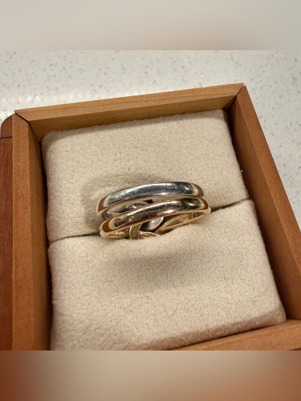 James Avery Original Lovers' Knot Ring 14K Yellow Gold Sterling Silver size 7.5 - Picture 5 of 16